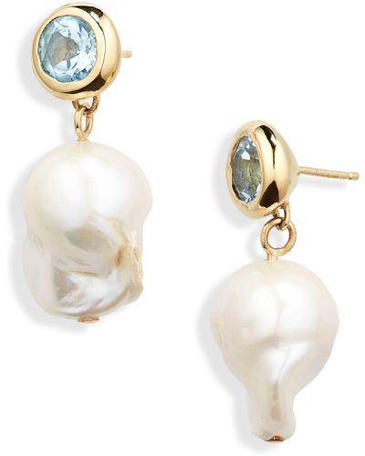 Faris Oh Baroque Pearl Drop Earrings - White