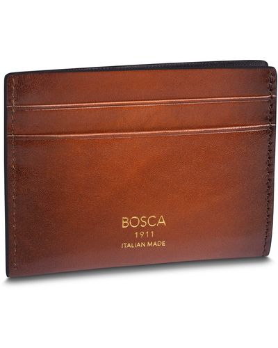Bosca Hard Burn Leather Card Case - Brown