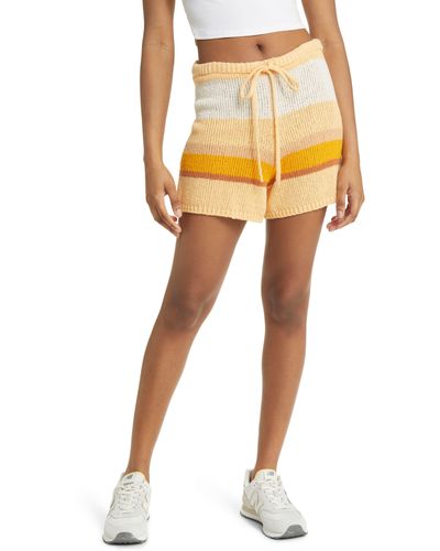 Billabong Sol Time Stripe Knit Drawstring Shorts - Yellow