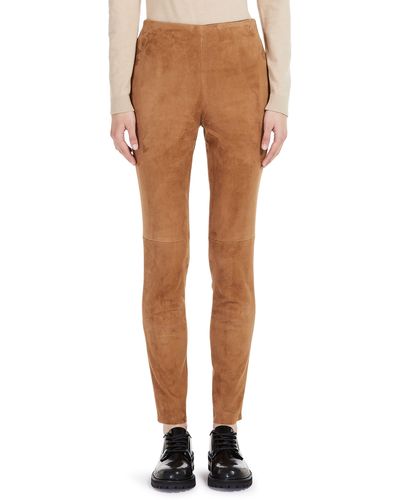 Weekend by Maxmara Bahamas Leather & Stretch Jersey Slim Pants - Natural