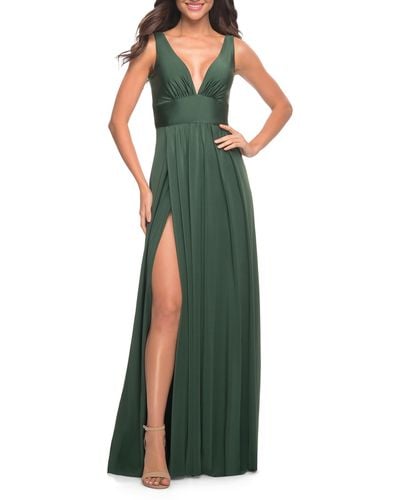 La Femme Simply Timeless Empire Waist Gown - Green