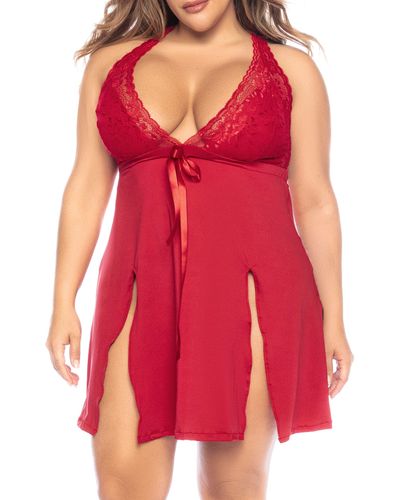 MAPALE Lace Trim Chemise - Red