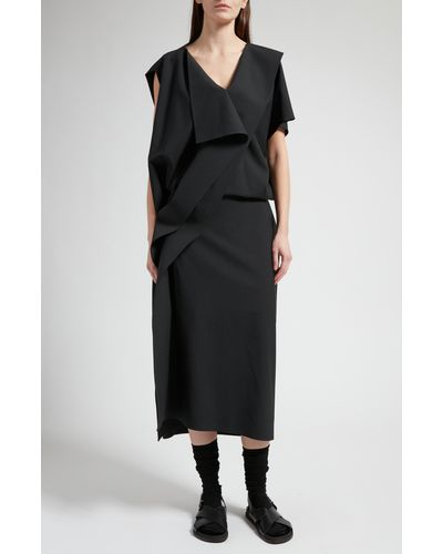 The Row Leonie Asymmetric Drape Dress - Black