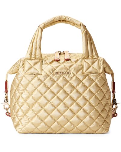 MZ Wallace Small Sutton Deluxe Quilted Nylon Crossbody Bag - Metallic