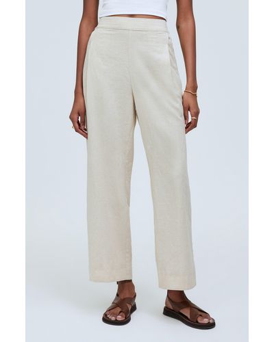 Madewell Pull-on Crop Straight Leg Linen Pants - White