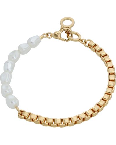 AllSaints Imitation Pearl Link Bracelet - Metallic