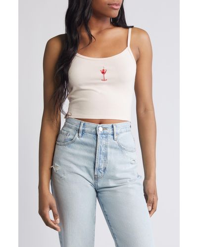 PacSun Cherry Cocktail Crop Camisole - Natural