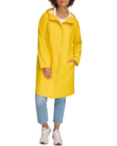 Levi's Water Resistant Hooded Long Rain Jacket - Yellow