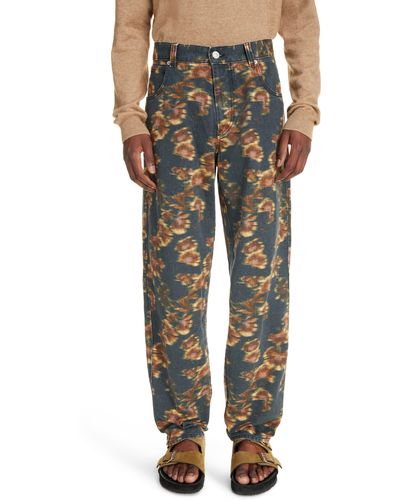 Isabel Marant Jippoly Oversize Abstract Floral Denim Pants - Multicolor