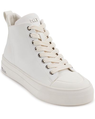DKNY Yaser Mid Top Platform Sneaker - White