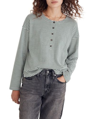 Madewell Stripe Double Face Henley T-shirt - Gray