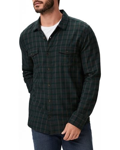 PAIGE Everett Plaid Flannel Button-up Shirt - Black