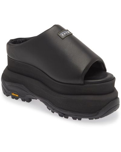Sacai Padded Wedge Slide Sandal - Black