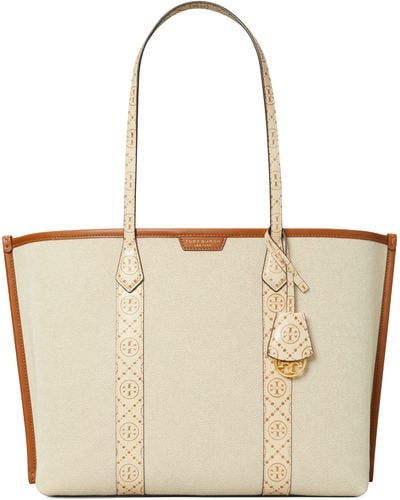 Tory Burch Perry Triple Compartment Canvas Tote - White