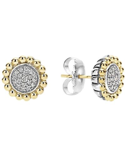 Lagos Diamond Caviar Stud Earrings - Metallic