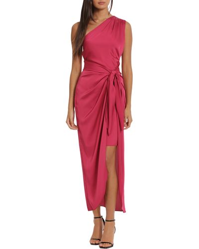 DONNA MORGAN FOR MAGGY Draped Skirt One-shoulder Dress - Red