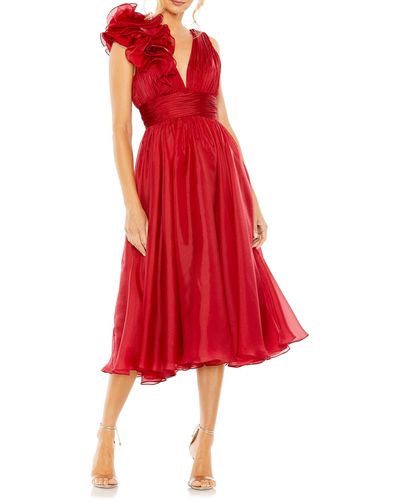 Mac Duggal Empire Rosette Midi Dress - Red
