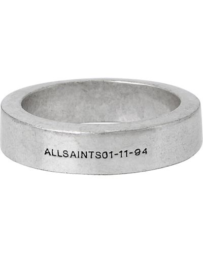AllSaints Smooth Sterling Silver Ring - White