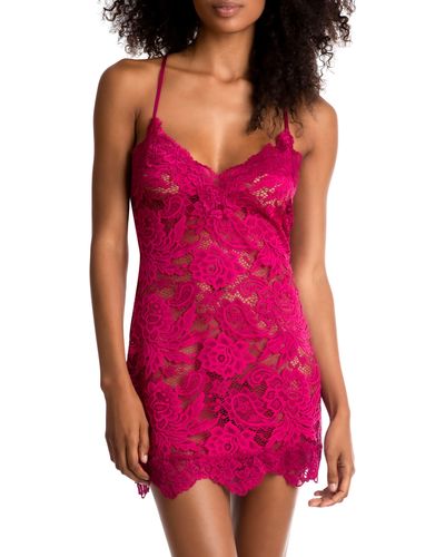 In Bloom Roman Holiday Sheer Lace Chemise - Red