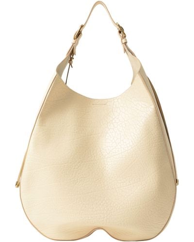 Burberry Extra Large Chess Leather Hobo Bag - Natural