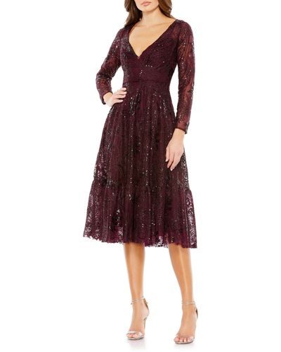 Mac Duggal Sequin Embroide Cocktail And Party Dress - Red