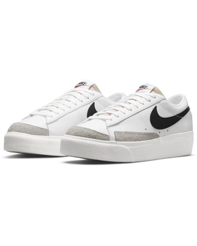 Nike Blazer Suede-trimmed Leather Platform Sneakers - White