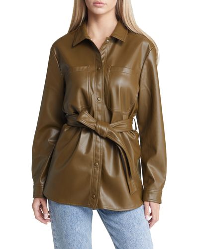 Vero Moda Bella Faux Leather Shirt Jacket - Brown