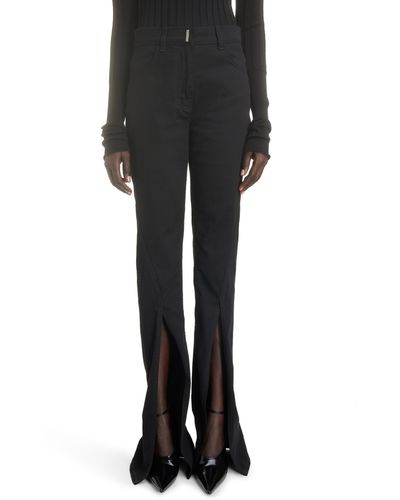 Givenchy Front Split Stretch Cotton Pants - Black