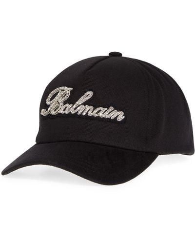 Balmain Logo Appliqué Cotton Twill Baseball Cap - Black
