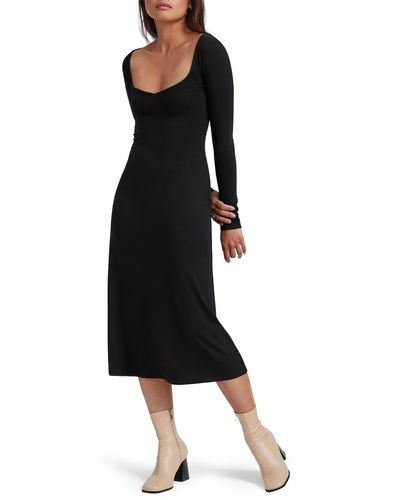 MARCELLA Hamptons Long Sleeve Jersey Midi Dress - Black