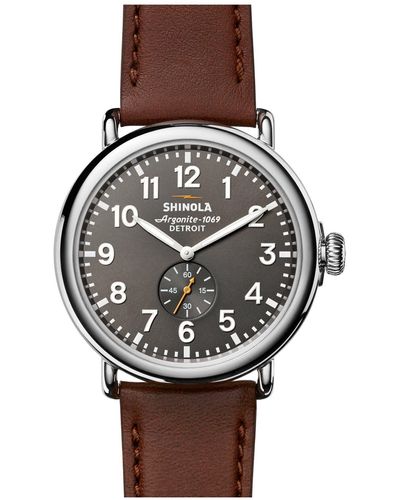 Shinola The Runwell Leather Strap Watch - Gray