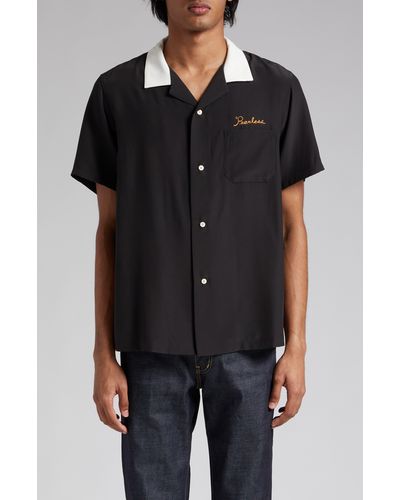 Visvim Hacking Embroidered Silk Satin Bowling Shirt - Black