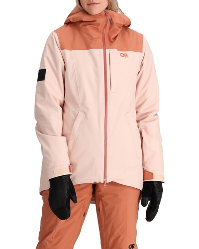 Outdoor Research Snowcrew Waterproof Hooded Ski Jacket - Pink