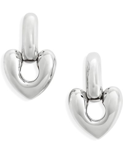 Annika Inez Small Heart Drop Earrings - Metallic