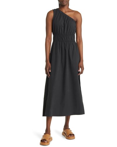 Rails Selani One-shoulder Cotton Poplin Dress - Black