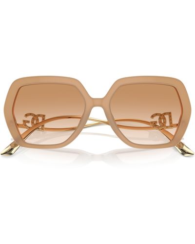 Dolce & Gabbana 58mm Gradient Irregular Sunglasses - Natural