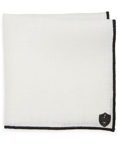 CLIFTON WILSON White Linen Pocket Square With Trim At Nordstrom