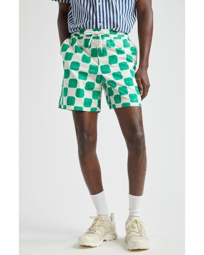 Drake's Camp Cloth Cotton Drawstring Shorts - Green