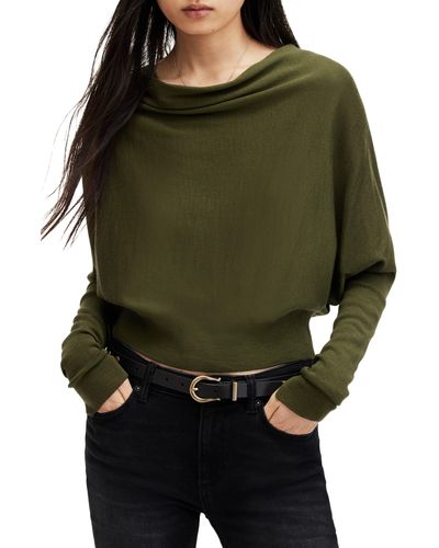AllSaints March Merino Wool Cowl Neck Sweater - Green