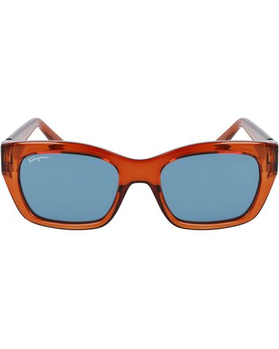 Ferragamo Salvatore 53mm Rectangular Sunglasses - Blue