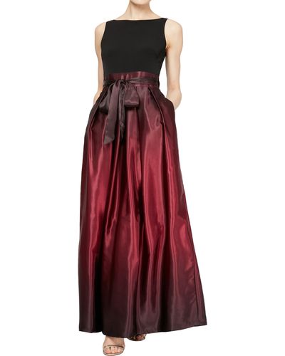 Sl Fashions Slny Ombre Satin Gown In Fig At Nordstrom Rack - Red