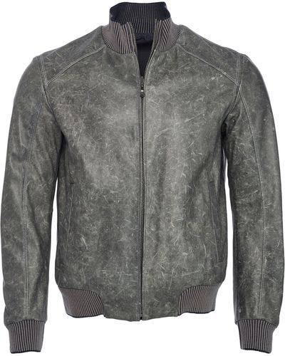 Comstock & Co. Paratrooper Reversible Leather Jacket - Gray