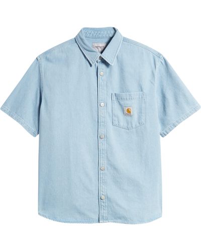 Carhartt Ody Short Sleeve Denim Button-up Shirt - Blue