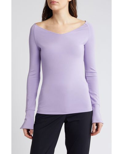 BOSS Long Sleeve Knit Top - Purple