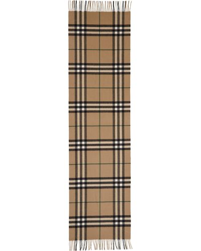 Burberry Giant Check Washed Cashmere Fringe Scarf - Metallic