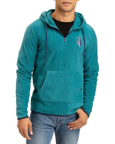 Threads For Thought Forest Fleece Half Zip Hoodie - Blue