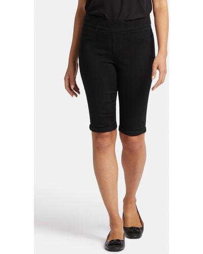 NYDJ Roll Cuff Pull-on Denim Bermuda Shorts - Black