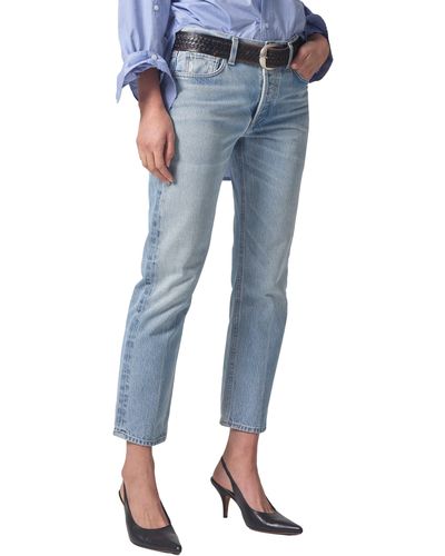 Citizens of Humanity Isla High Waist Organic Cotton Ankle Straight Leg Jeans - Blue