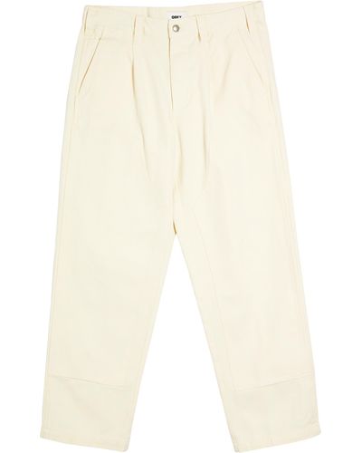 Obey Turner Relaxed Fit Cotton Pants - Natural