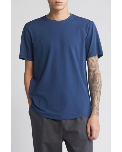 Open Edit Crewneck Stretch Cotton T-shirt - Blue